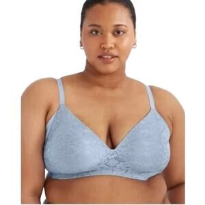 Knix Blue Lace Wing Woman Wireless Full Coverage Contour Bra Size 7 36E/F